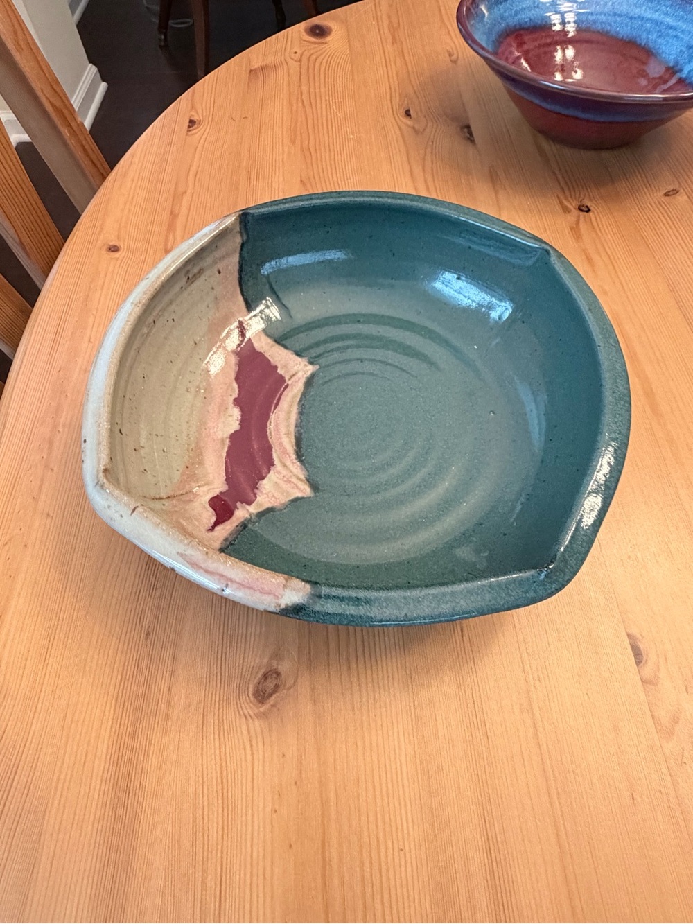 Signed handcrafted studio art Serving Bowl with Accent Glaze
